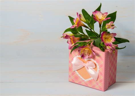 Decorative Gift Box with Flower Stock Image - Image of violet, happy: 52389395