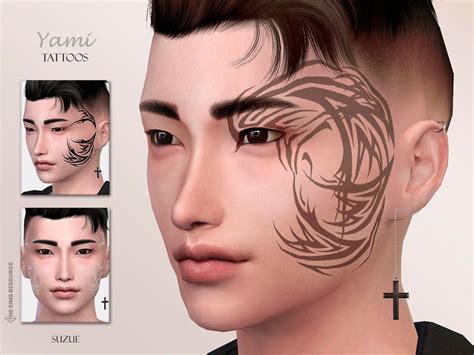 The Sims Resource - Yami Tattoos N17 Asian Tattoos, Face Tattoos, The Sims 4 Pc, Sims Cc, Lace ...