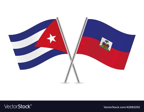 Cuba and haiti crossed flags Royalty Free Vector Image