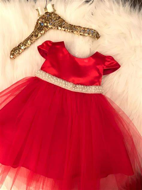 Baby Red Christmas Dress Baby Holiday Dress Red Flower | Etsy