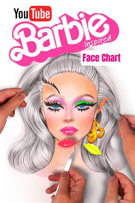Face chart by liza Kondrevich with Barbie inspired makeup, pink lip ...