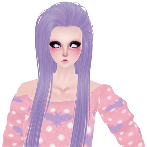This is a female IMVU, Pastel Goth hair style. Simple, dark, Lavender, and long. You can buy at ...