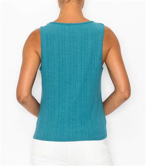 Ocean Depth Rib Sleeveless Tie Front Button Top – W5 Concepts