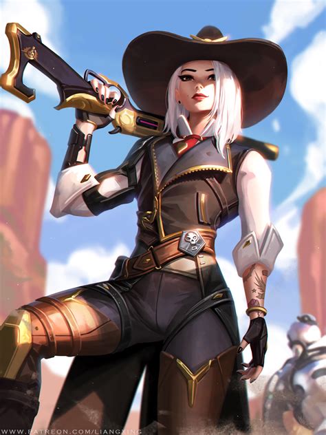 Wallpaper : Ashe Overwatch, cowboys, blonde, Liang Xing, girls with guns 1500x2000 - Chumry ...