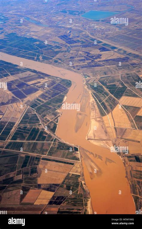 --FILE--Aerial view of the Yellow River Delta Natural Reserve in ...