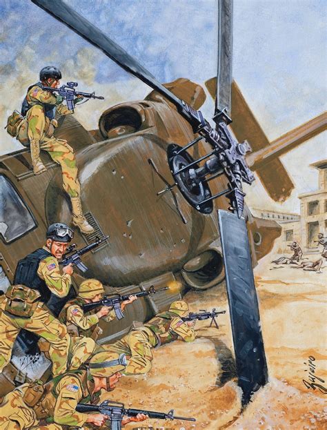 Black Hawk down- US forces in Mogadishu, Somalia | Military artwork ...
