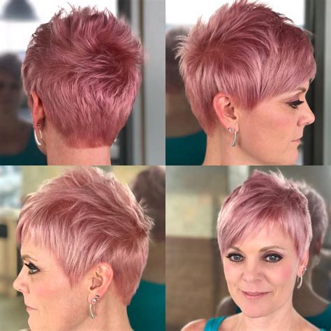 Pink Pastel Razor Cut Textured Pixie with Asymmetrical Bangs - The ...