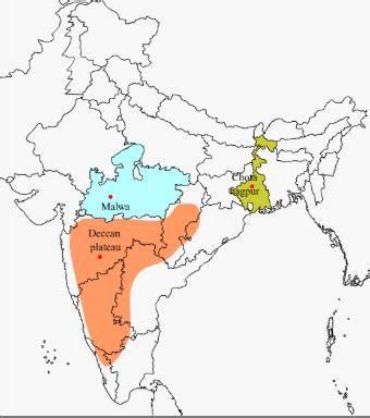 Please show the malwa plateau on the political map of India - Brainly.in