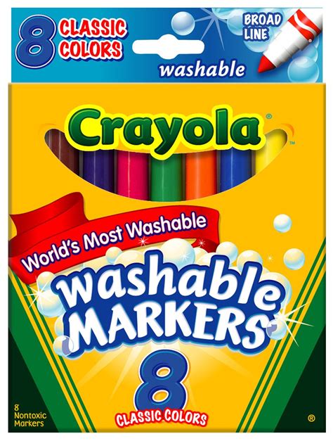 Crayola Broad Point Washable Markers, 8 Markers, Classic Colors - 58-7808