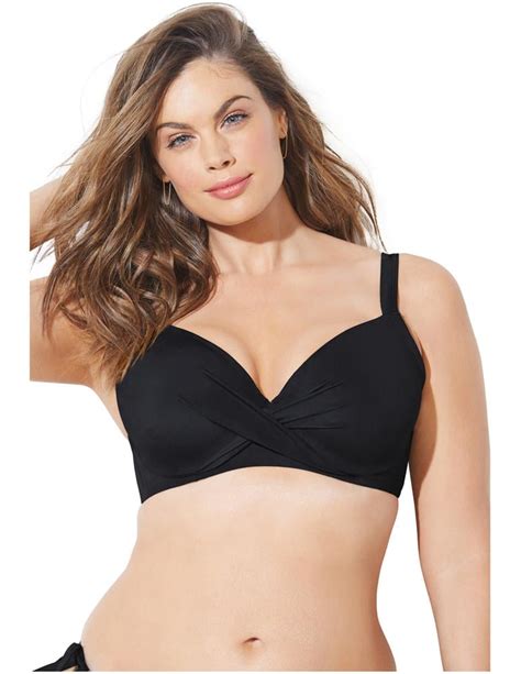 Swimsuits For All Women's Plus Size Dame Underwire Bikini Top 20 Black - Walmart.com