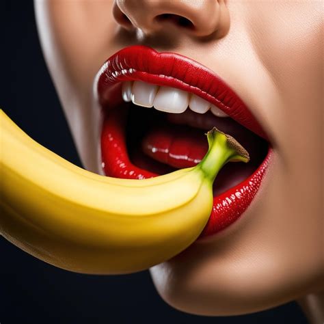 Premium Photo | Woman with red lips eating banana