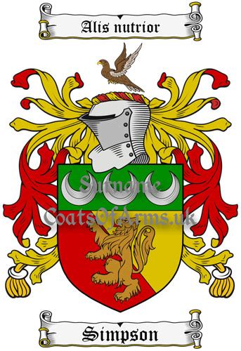 Simpson (Scottish & English) Coat of Arms Family Crest Download