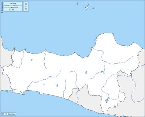 Central Java free map, free blank map, free outline map, free base map boundaries, hydrography