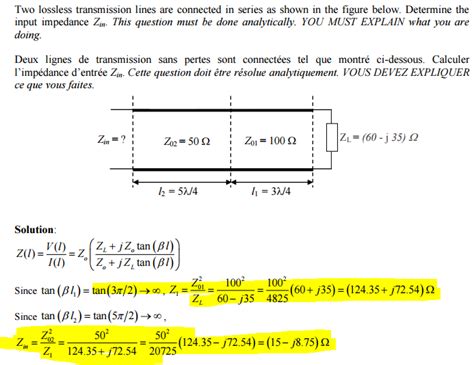 Input impedance of lossless transmission line - Electrical Engineering Stack Exchange