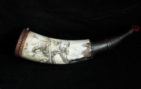 scrimshaw powder horns | ... piece. Powder horn made by John Adams. Scrimshaw by Gary Fiedler ...