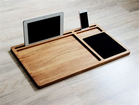 Portable Laptop Desk Oak Wood Lap Tray With Mousepad Tablet & Phone ...