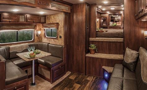 Lakota Horse Trailer interior...love the wrap around dining area...like our boat used to look l ...