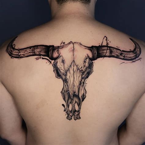 Skull With Horns Tattoos Drawings