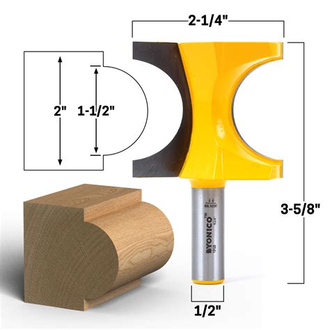 Edging :: Bullnose :: 1-1/2" Bead Bullnose Router Bit - 1/2" Shank - Yonico 13120