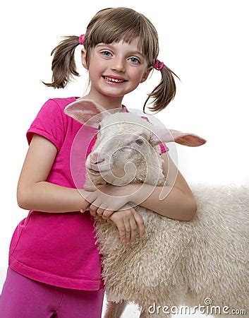 Happy Little Girl With Sheep Royalty-Free Stock Photography | CartoonDealer.com #30867149