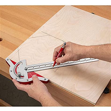 Woodworkers Edge Rule, Protractor Angle Finder, Adjustable Two Arm Measuring Goniometer ...