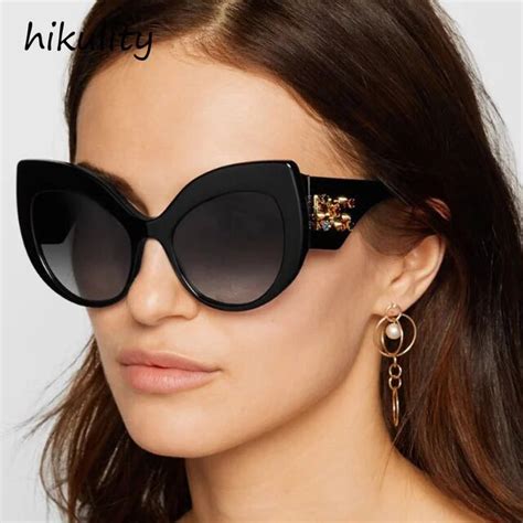 89135 Luxury Diamond Cat Eye Sunglasses Women 2018 Oversized Shiny Rhinestone Ladies Shades UV ...