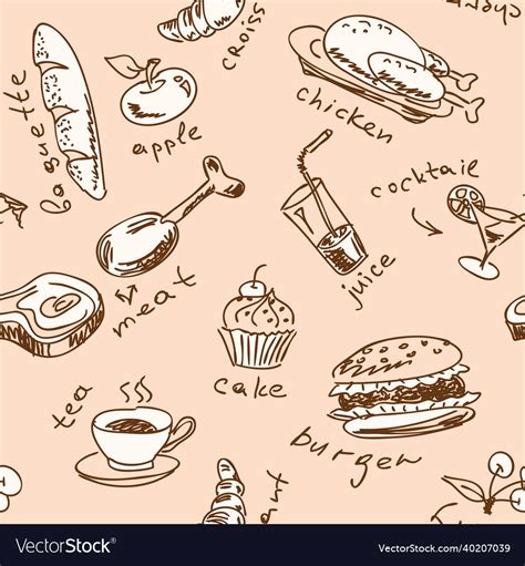 Seamless pattern with food Royalty Free Vector Image