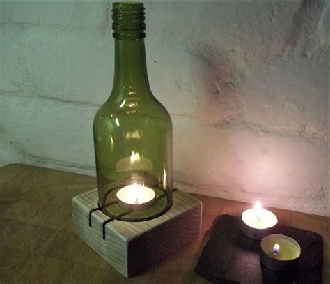 Single Chunky Tealight Holder and Wine Bottle | Estuary Home