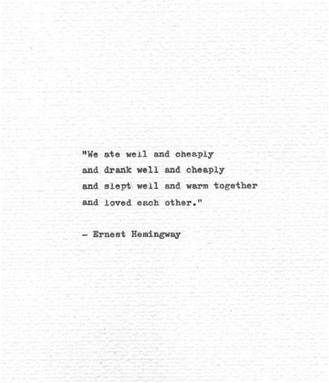 Ernest Hemingway Romantic Print 'And loved each other' Typewritten ...