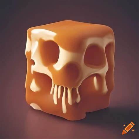 Skull-shaped caramel cube