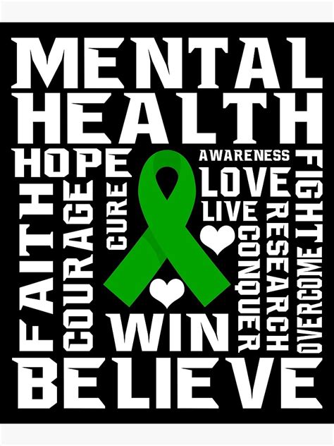 "Mental Health Awareness Green Ribbon Inspirational" Poster for Sale by CreativeStrike | Redbubble