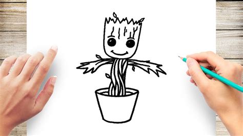 How To Draw Baby Groot Easy - YouTube