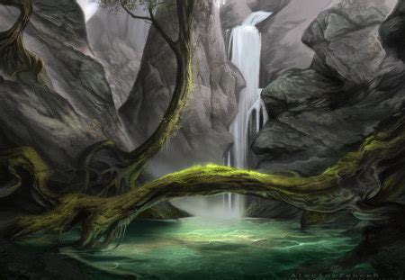 Dark waterfall - Waterfalls & Nature Background Wallpapers on Desktop ...