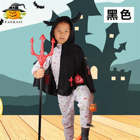 Wholesale Children Halloween Costumes Ox Horn Devil Cloak Cute Cosplay Costume black From China