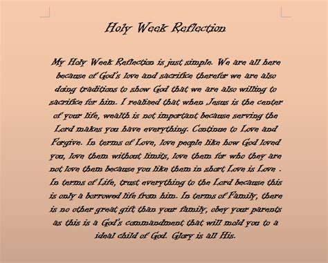 Holy week reflection - SHAINA KYLE