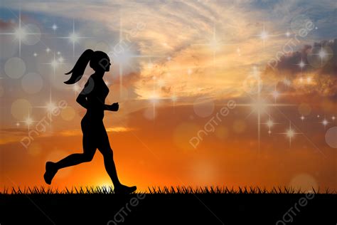 Photographs Of Women Running In The Sunset Background, Sunset ...