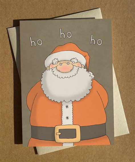 Santa Christmas Card Funny Christmas Card Illustrated | Etsy