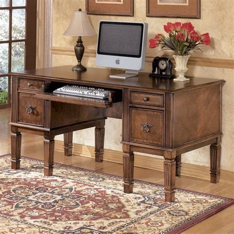 Ashley Furniture Furniture Hamlyn Office Desk in Medium Brown | Homesquare