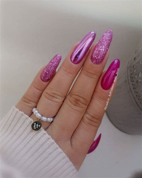 Hot Pink Sparkly Nails