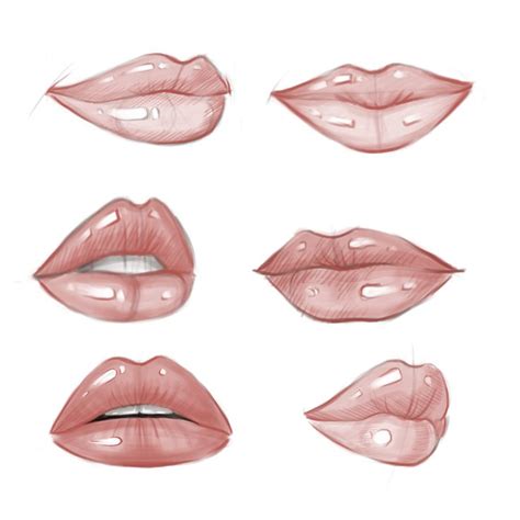 six lips with different shapes and sizes