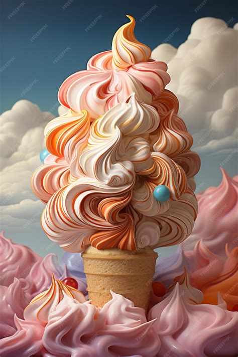 Premium AI Image | Spiral sweetness a photogenic cone of ice with seductive Tornado ice cream ...