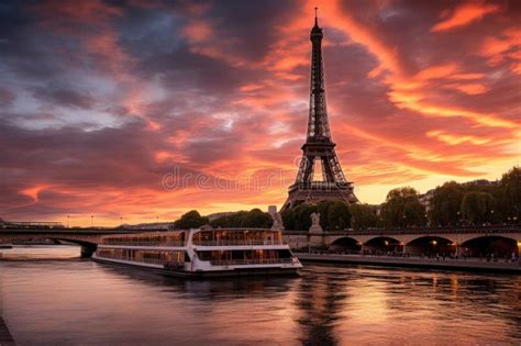 Eiffel Tower and River Seine at Sunset, Paris, France, the Eiffel Tower ...