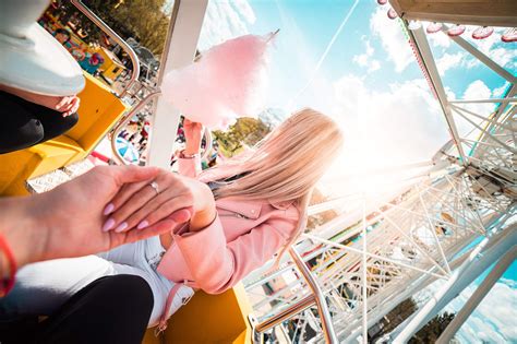 Lovely Couple Dating on a Ferris Wheel Free Stock Photo Download | Engagement pictures beach ...