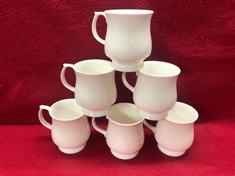 Set of 6 White Bone China Mugs stacking - Etsy UK