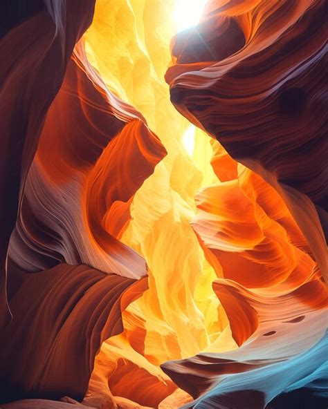 Premium AI Image | antelope canyon with sunlight shining