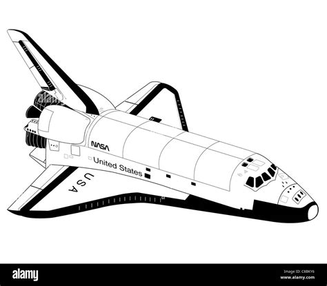 3 view aircraft line art drawing STS-Space Shuttle Stock Photo - Alamy