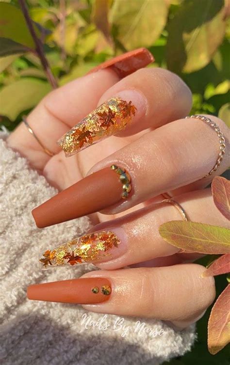 40 Beautiful Nail Design Ideas To Wear In Fall : Trendy brown pumpkin ...