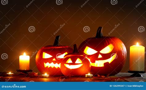 Halloween Pumpkin and Candles Stock Image - Image of lantern, creepy ...