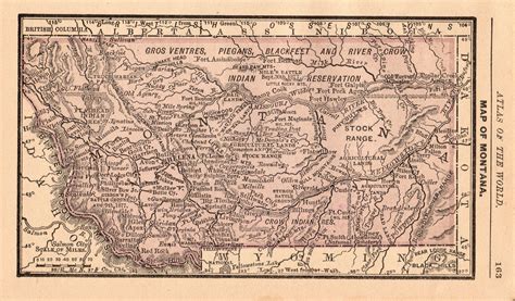 1888 Antique MONTANA State Map Vintage Miniature Map of Montana Gallery Wall Office Decor ...