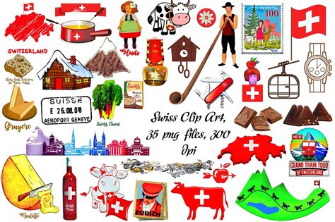 Swiss Culture Clip Art, 35 pngs by FrankiesDaughtersDesign on @creativemarket | Clip art, Travel ...